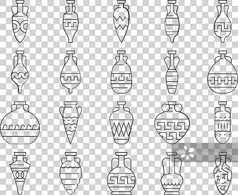 古代陶土罐图标集图片素材