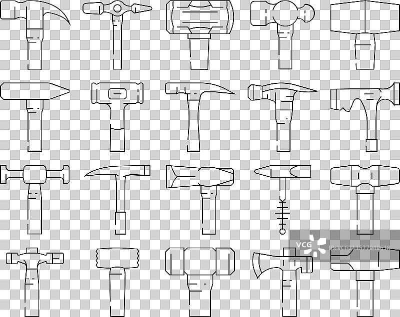 锤子工具建筑图标集图片素材