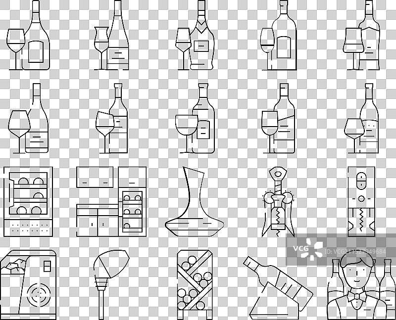 酒杯、酒精、酒庄图标集图片素材