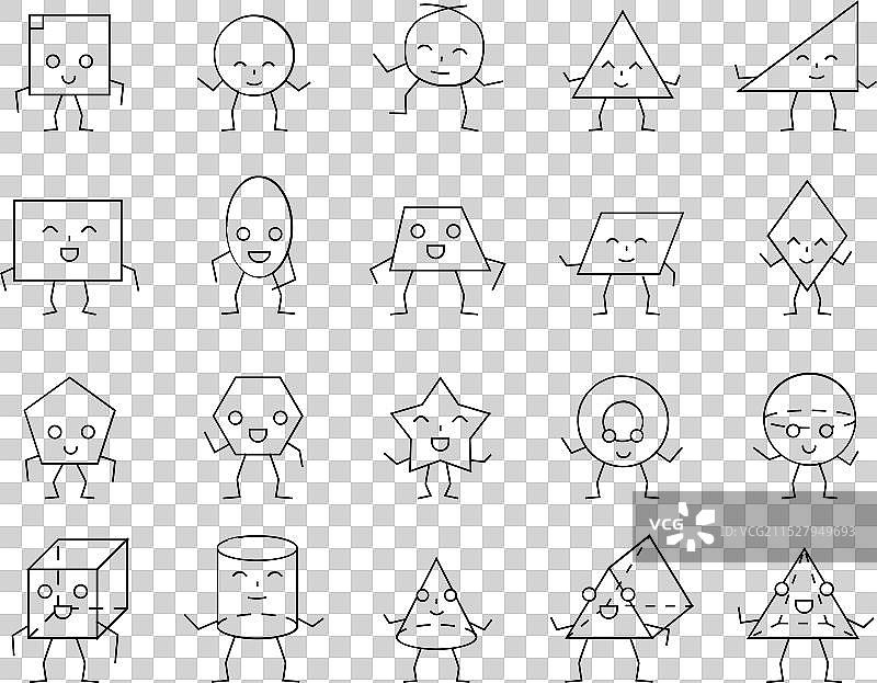 几何形状搞笑图标集图片素材