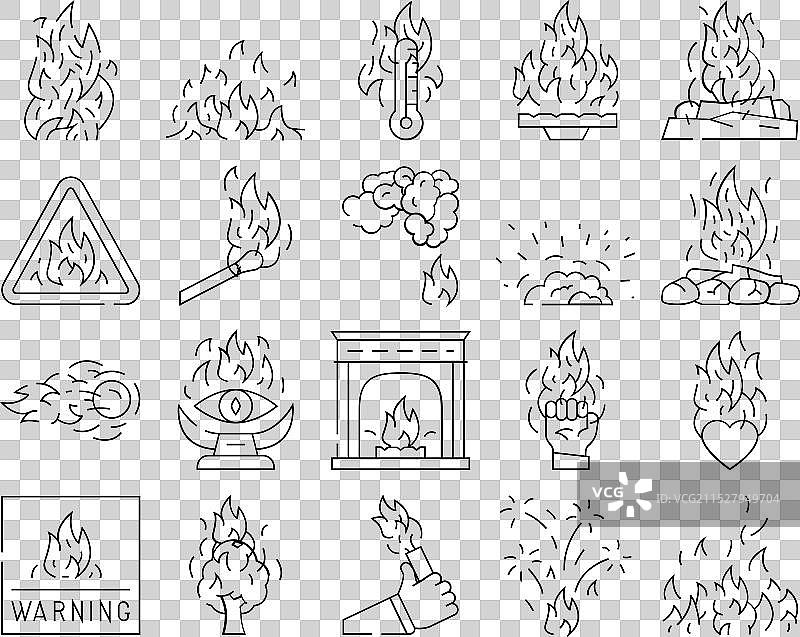 火焰、热火、燃烧、篝火、热量图标集图片素材