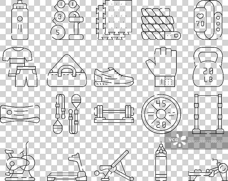 健身房锻炼图标集图片素材