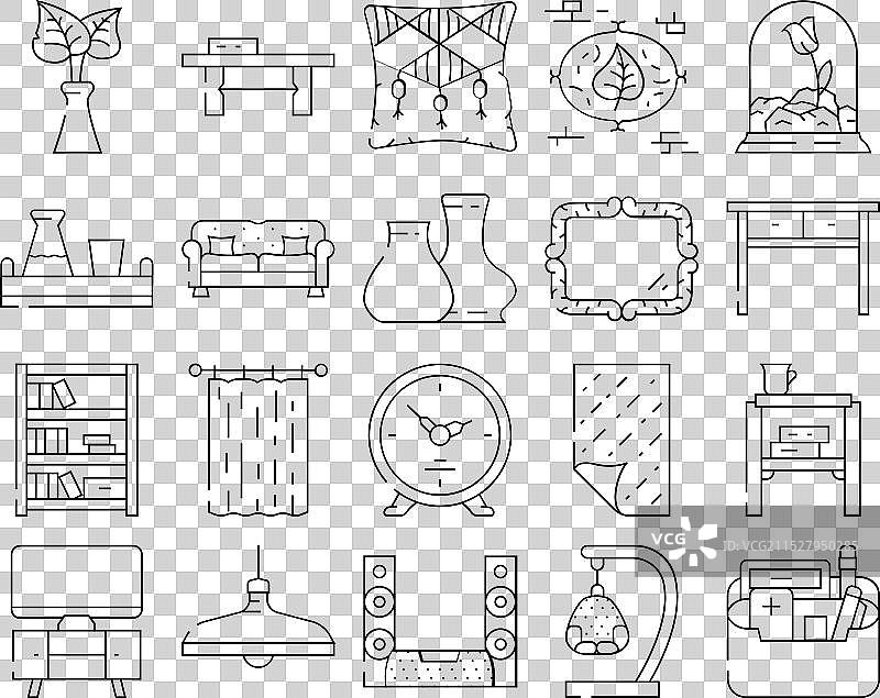 客厅室内图标集图片素材