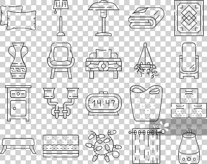 卧室 家居 床 室内 图标集图片素材