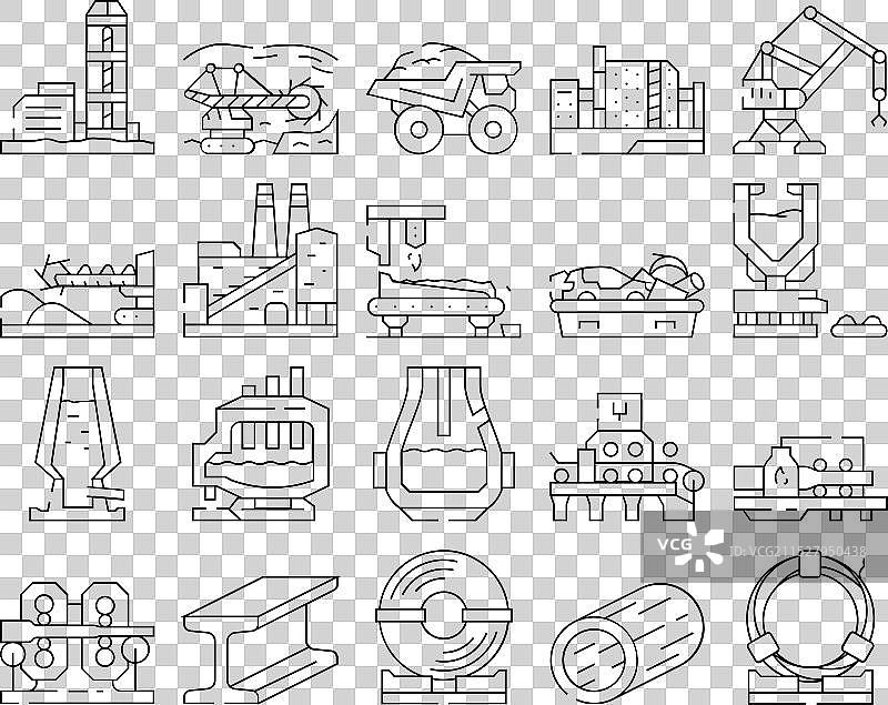 钢铁生产行业金属图标集图片素材