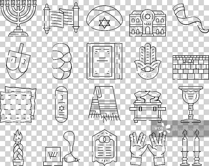 犹太教宗教犹太图标集合图片素材