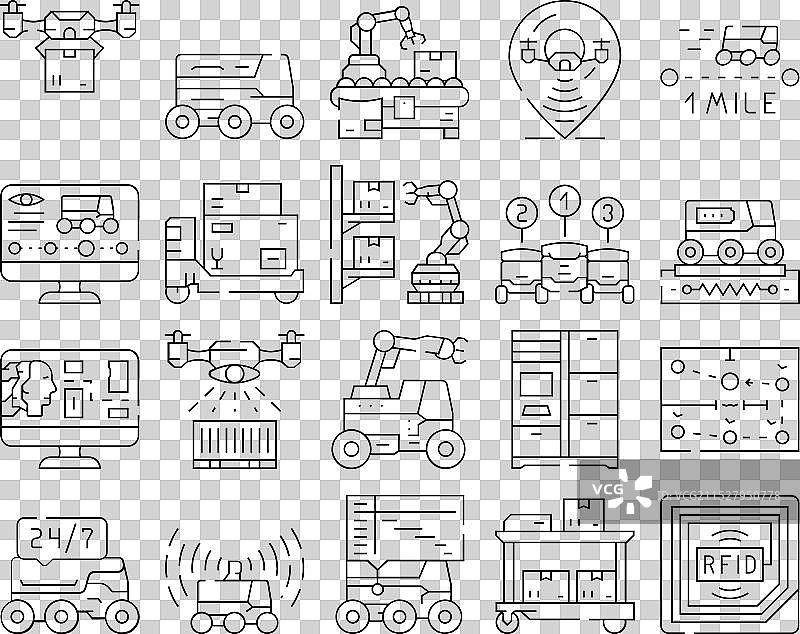 自主机器人配送图标集图片素材