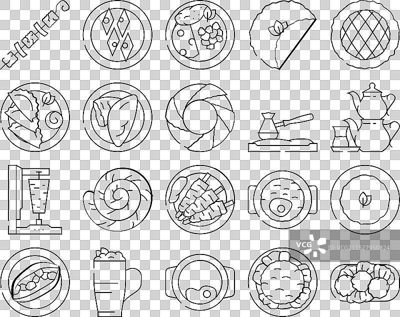 土耳其美食晚餐图标集图片素材