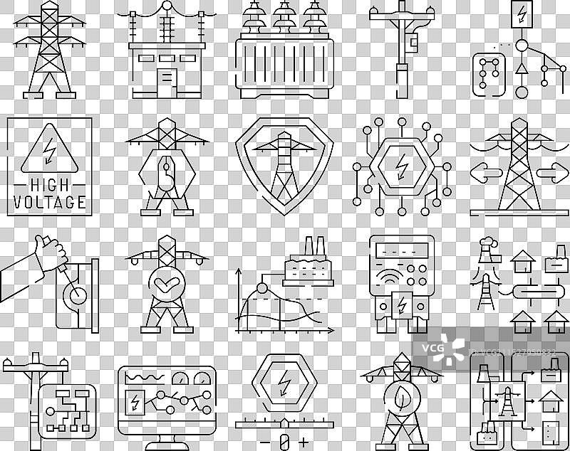 电网能源电力图标集图片素材