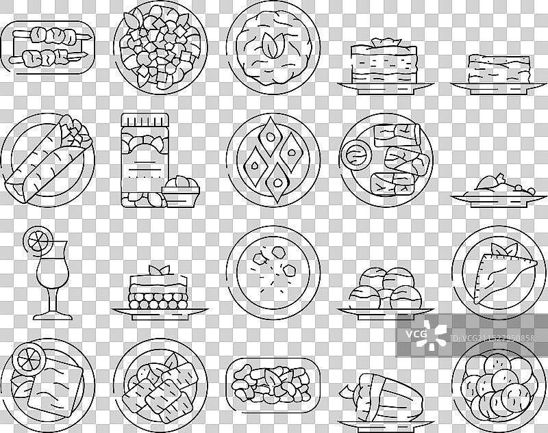 希腊美食沙拉图标集图片素材