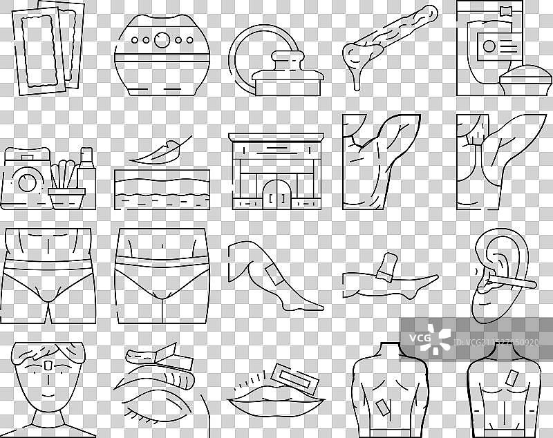 脱毛蜡身体美容图标集图片素材