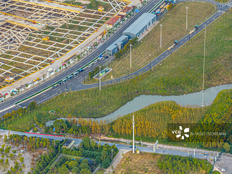 小i机器人总部基地（建筑工地基坑） 上海临港信息飞鱼全球数字经济创新岛 临港自贸区 跨境数据产业园图片素材