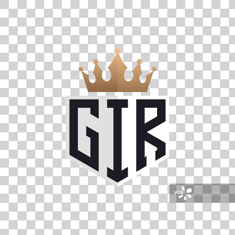奢华的女孩标志，带有皇冠和优雅的首字母GIR图片素材