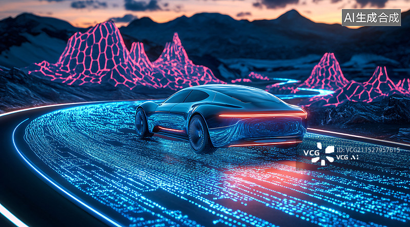 【AI数字艺术】新能源汽车科技感背景图片素材