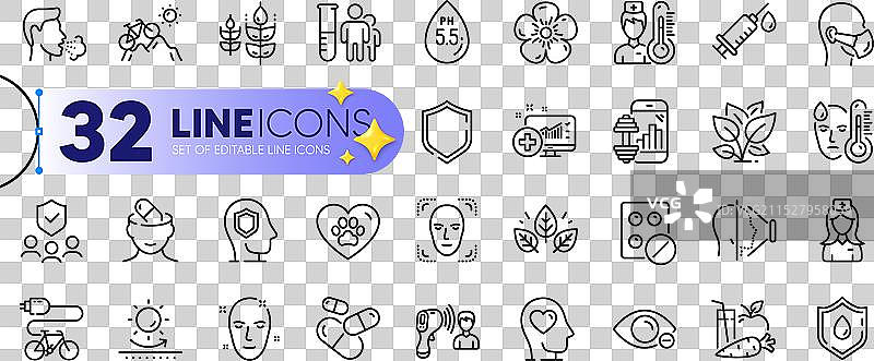 一组人、保险、温度计的轮廓图图片素材