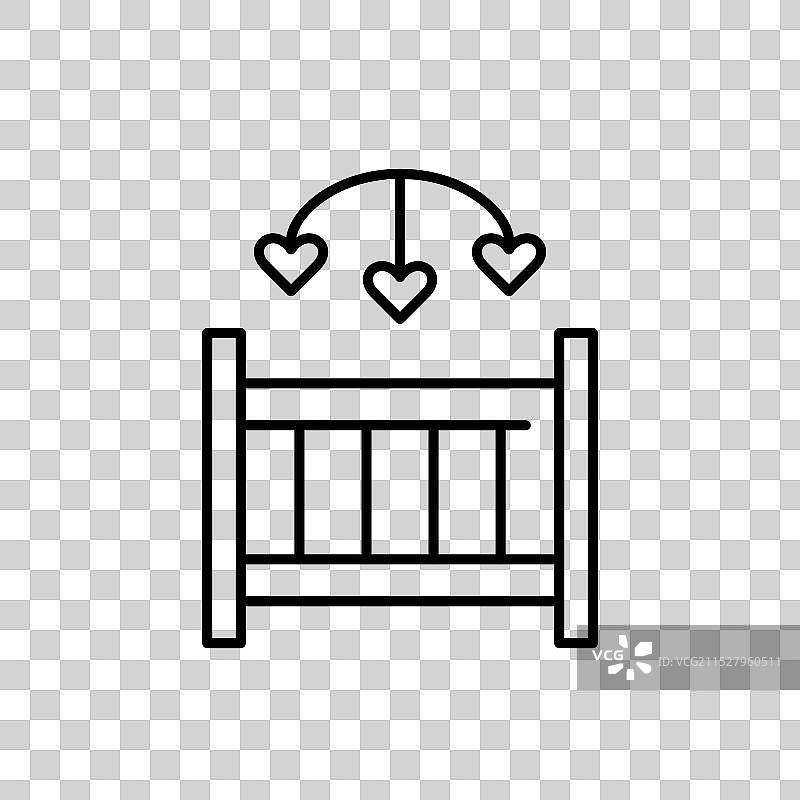 带有心形玩具的婴儿床，宁静的育儿室图片素材