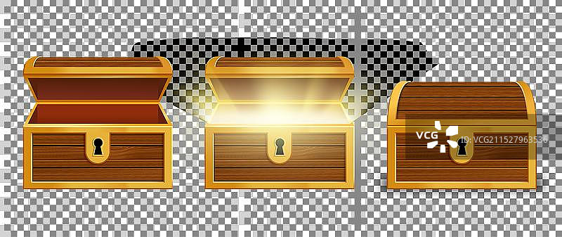 打开的古老木箱，内部发出微光图片素材