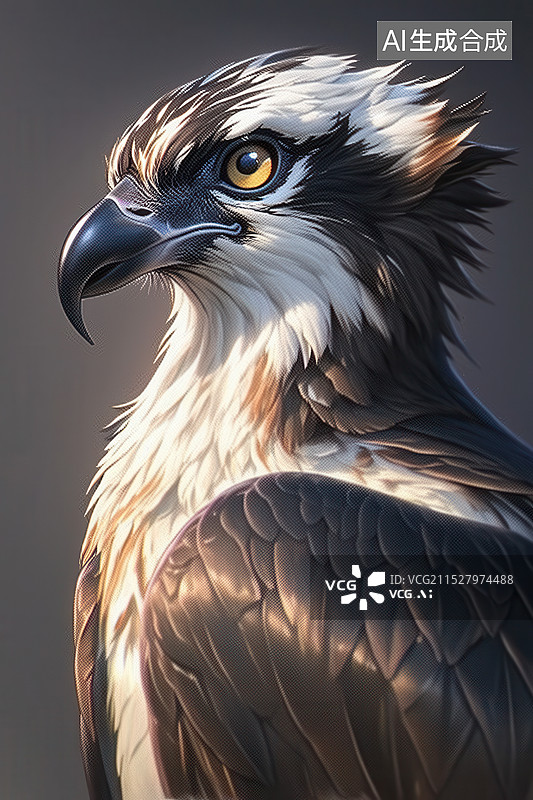 【AI数字艺术】鹗威严侧脸特写图片素材