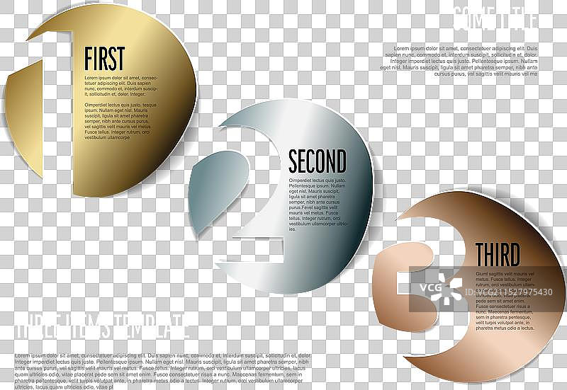 金色、银色和铜色标签步骤位置标签图片素材