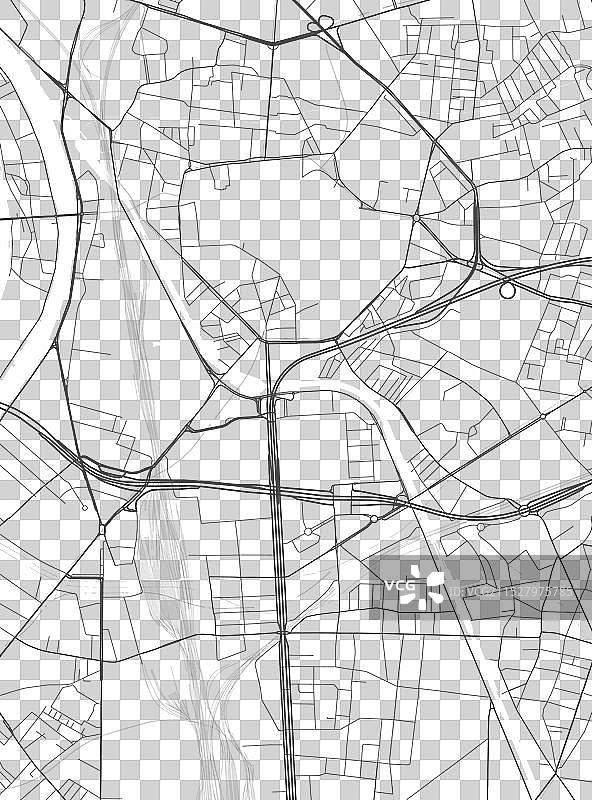 法国圣丹尼斯城市的灰度地图图片素材
