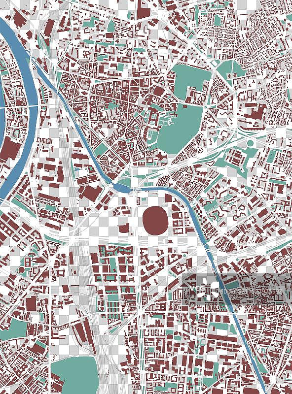 圣丹尼斯市地图，法国街道地图图片素材