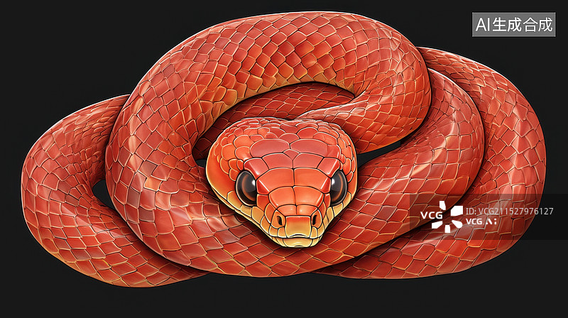 【AI数字艺术】盘绕红蛇温暖背景图片素材