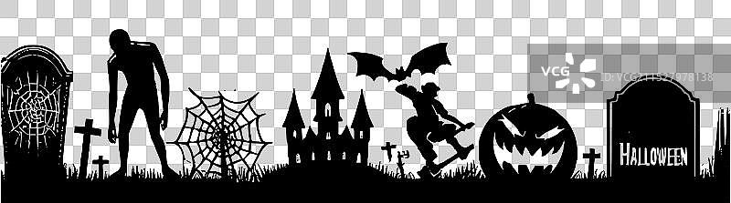 恐怖花园的剪影图片素材