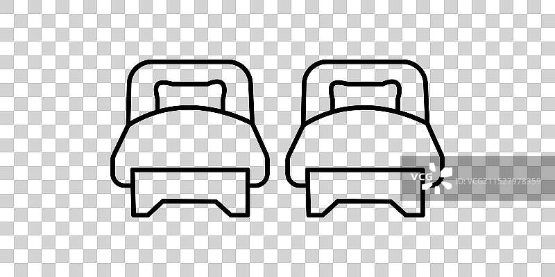 两张单人床的线条图标符号与标志图片素材