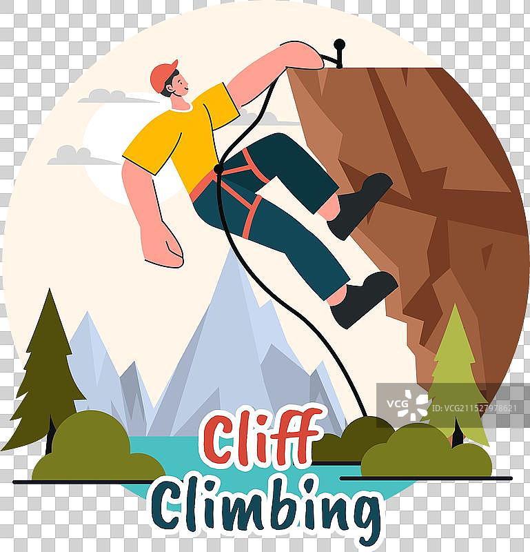 攀岩，展示一名攀爬者正在向上攀登图片素材