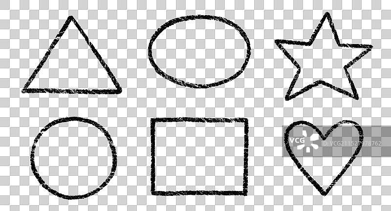 蜡笔粉笔儿童框架套装，圆形、方形、心形图片素材