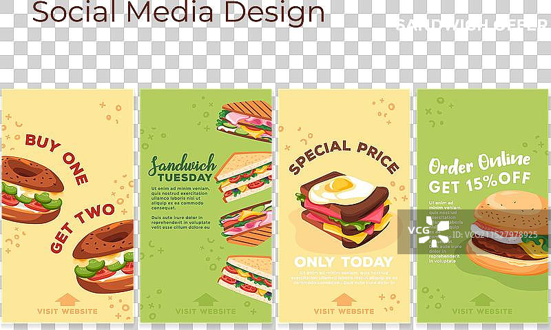社交媒体故事设置，提供三明治餐饮优惠图片素材