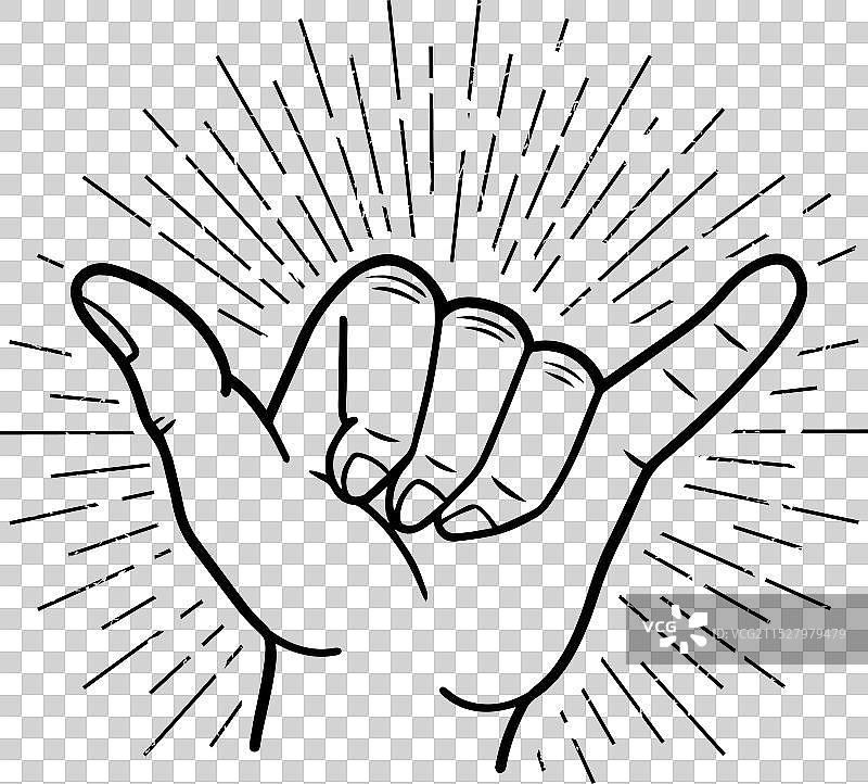 复古风格的线性“沙卡”手势图片素材