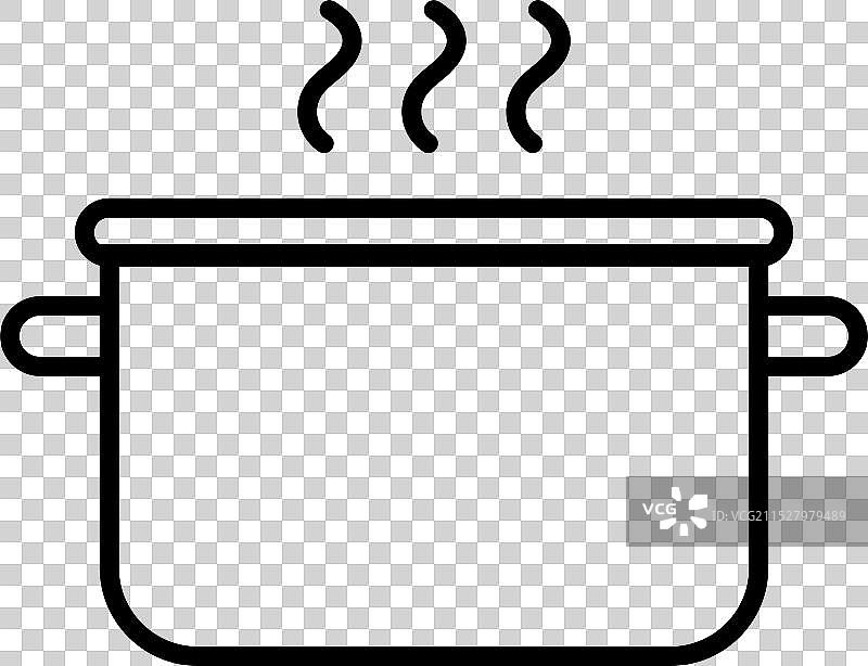 带蒸汽图标的线条风格锅具图片素材