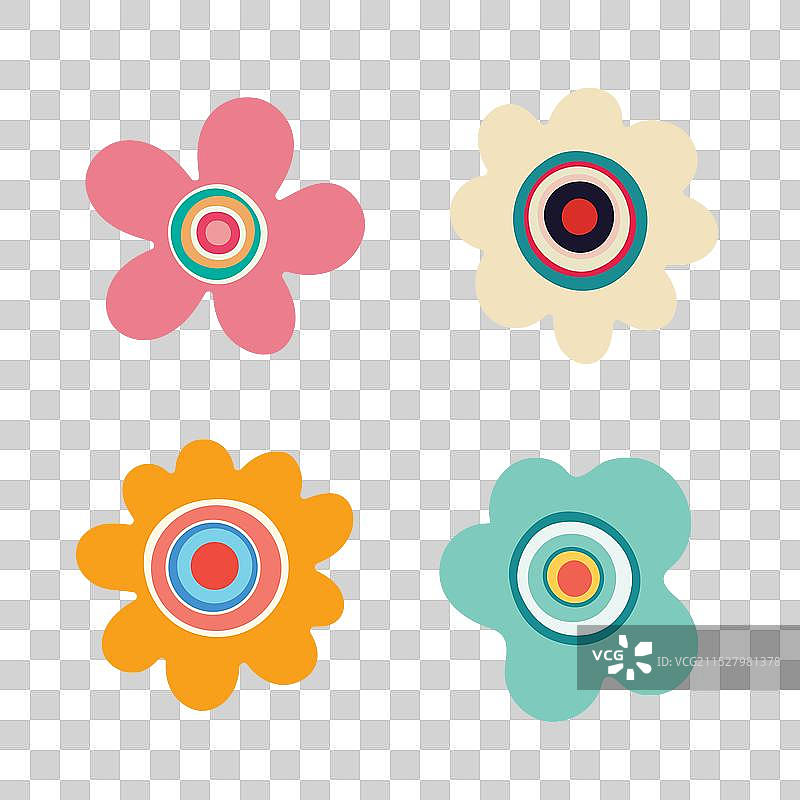 抽象的彩色复古花卉组合图片素材