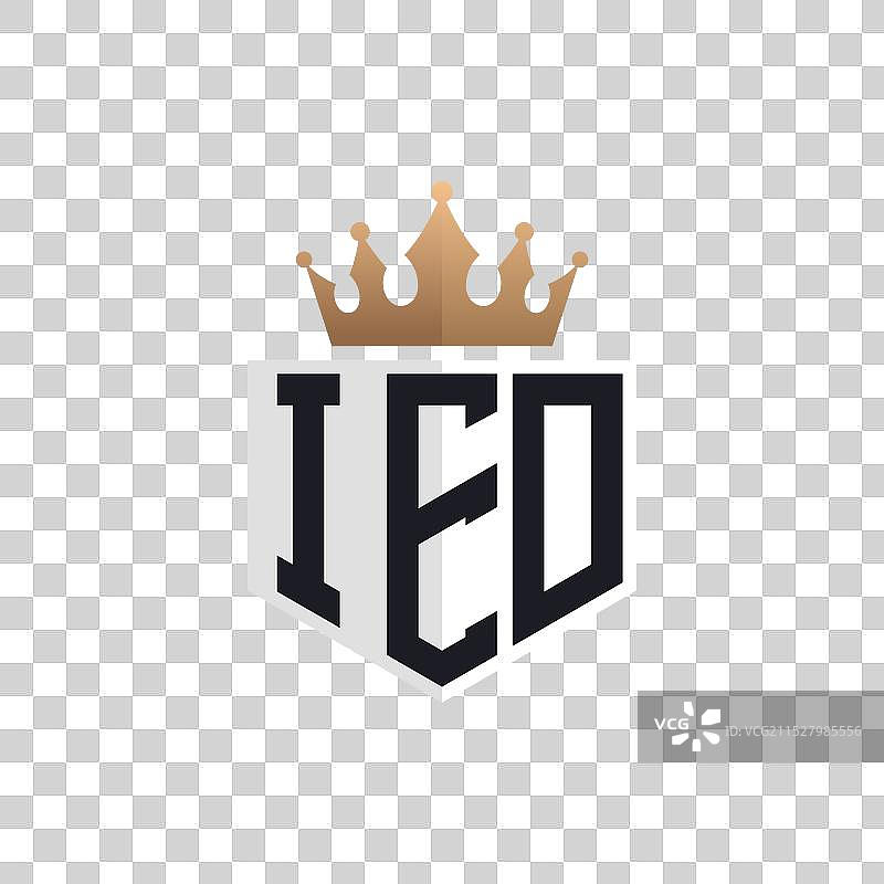奢华的IED标志，配有皇冠和优雅的字母IED图片素材