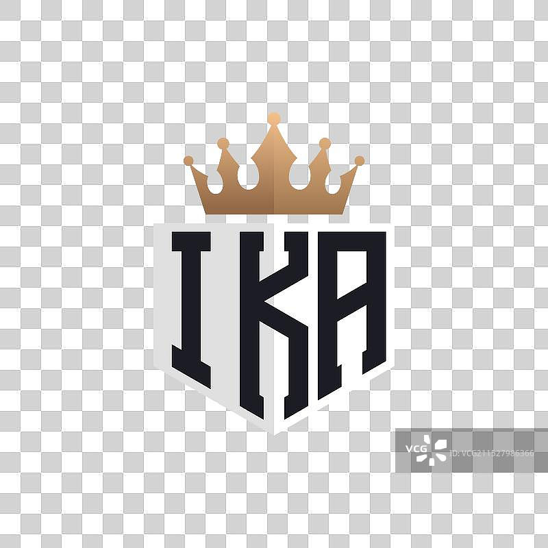 奢华的IKA标志，配有皇冠和优雅的首字母IKA图片素材