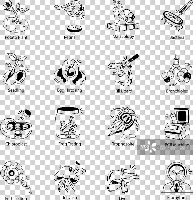 生物学手绘风格图标包图片素材