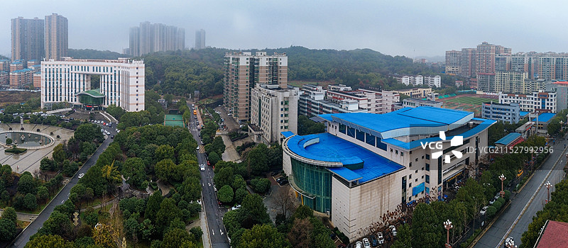 耒阳市 科技发明家广场 西湖北路 文体会议中心 狮子岭公园 航拍图片素材