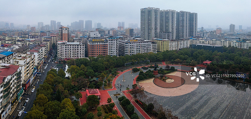 耒阳市 科技发明家广场 西湖北路 文体会议中心 狮子岭公园 航拍图片素材