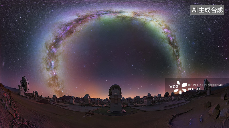 【AI数字艺术】星空下的天文台图片素材