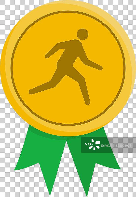 马拉松金牌配绿色丝带图片素材