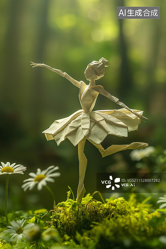 【AI数字艺术】卡通剪纸风格森林里跳舞的精灵图片素材