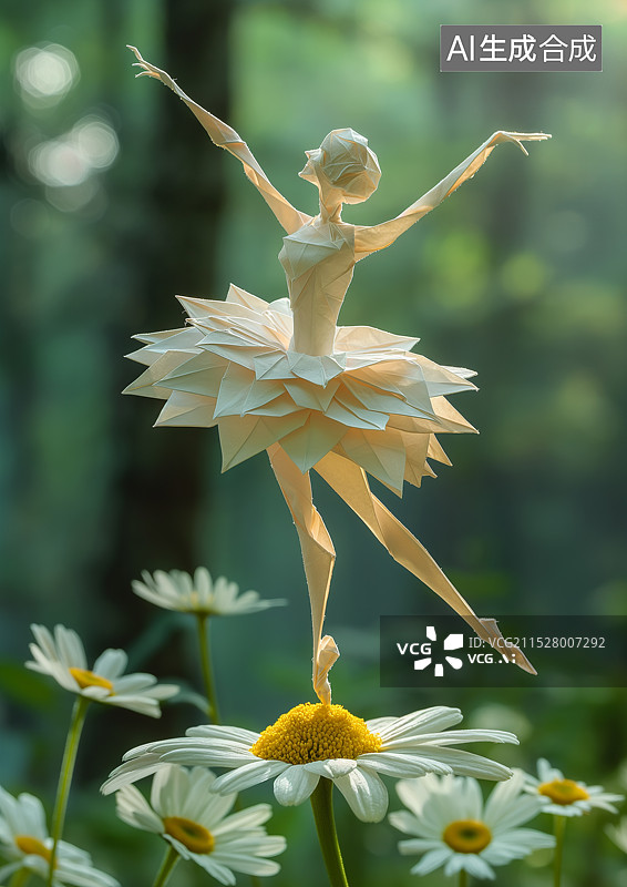 【AI数字艺术】卡通剪纸风格森林里跳舞的精灵图片素材