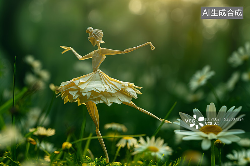 【AI数字艺术】卡通剪纸风格森林里跳舞的精灵图片素材