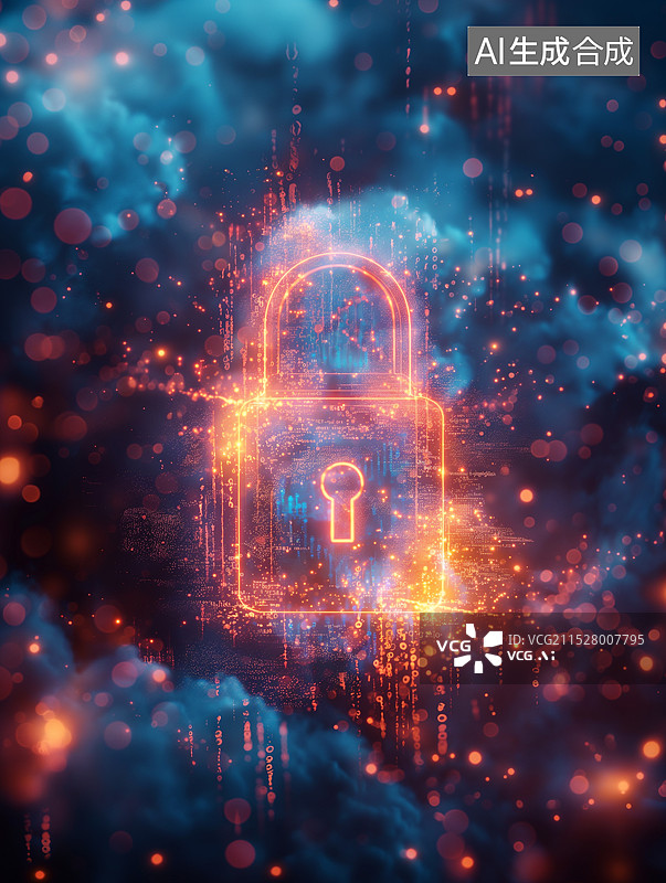 【AI数字艺术】一把三维数字虚拟锁图片素材