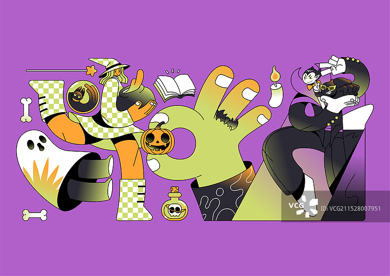 万圣节插画元素图片素材