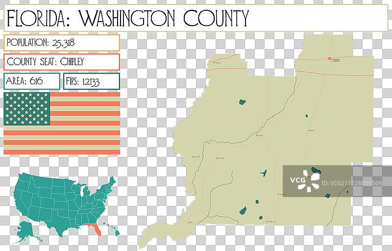 美国佛罗里达州华盛顿县地图图片素材
