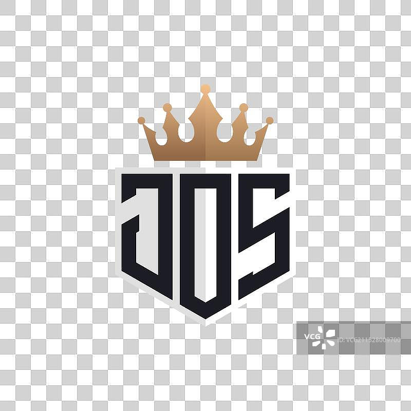 奢华的JOS标志，配有优雅的皇冠和首字母JOS图片素材