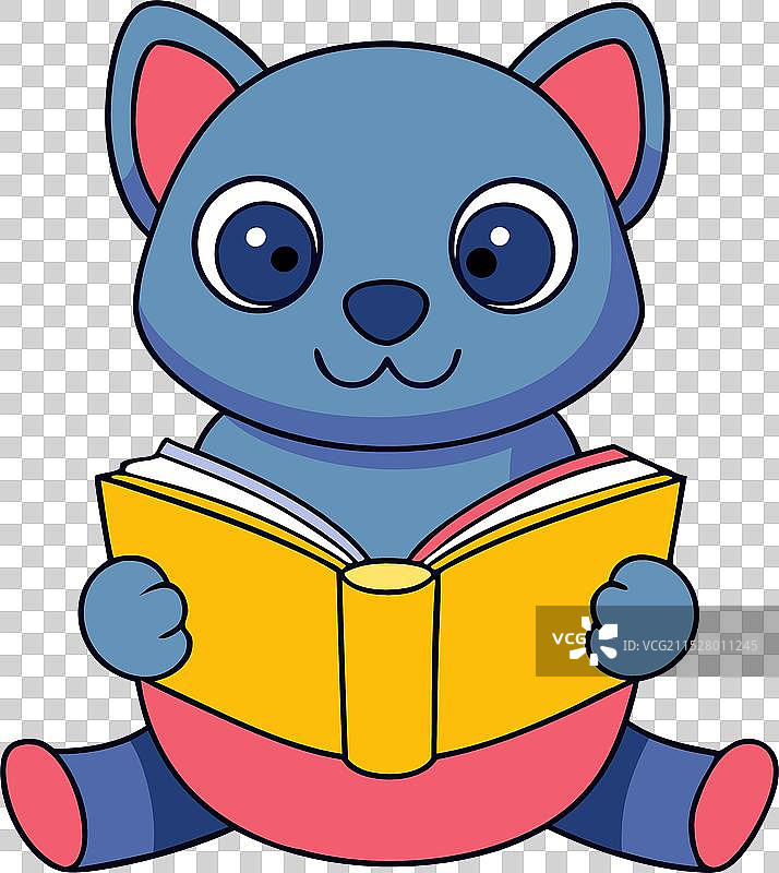 可爱的动物在阅读书籍图片素材