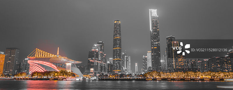 远眺广州CBD城市建筑夜景风光图片素材